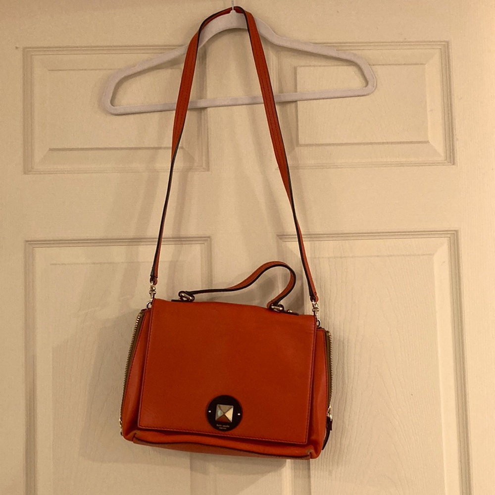 86% off orange Kate Spade leather bag